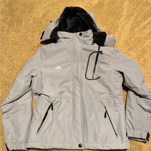 Women's Gray Ski Jacket with Hood
